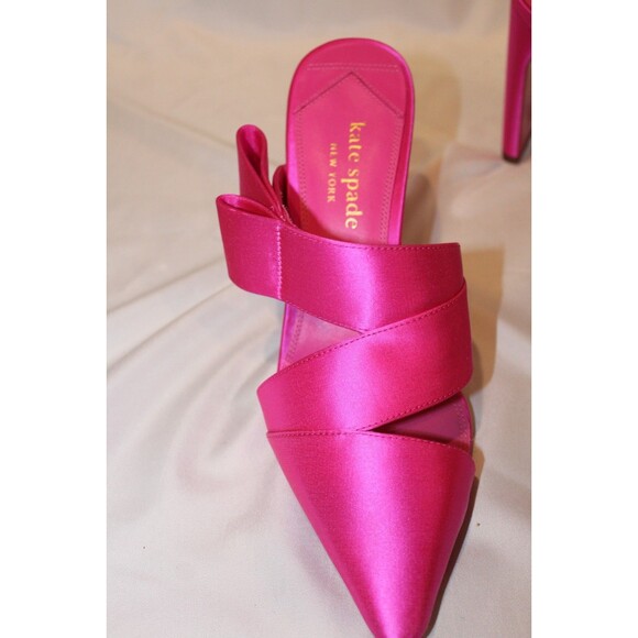 KATE SPADE BIANCA SATIN BOW HEELED SANDALS PINK NIB SZ 9 $268 - Picture 4 of 6